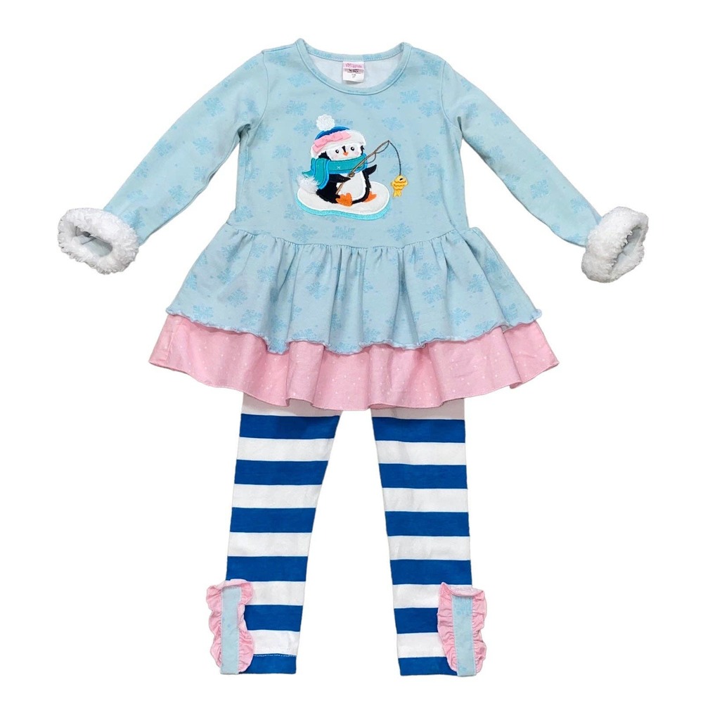2T Ricrac & Ruffles Boutique Baby Girls Holiday Penguin Outfit Tunic Set